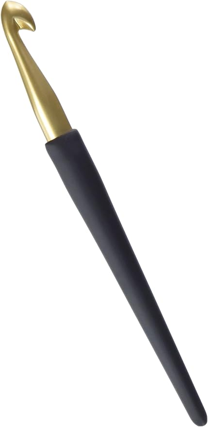 KnitPro Gold Aluminum Single-Ended Crochet Hook with Black Soft Handle | 9.00mm