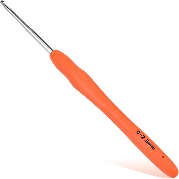 Crochet Hook, 2.5 mm Ergonomic Crochet Hook, Crochet Needles for Arthritic Hands, Knitting Needles with Soft Handle Beginners and Experienced Hobbyists (2.5 mm)