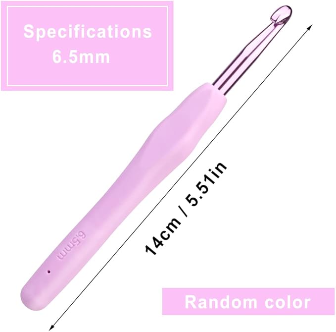 6.5 mm Crochet Hook, Aluminum Soft Grip Rubber Handle Needles Ergonomic Knitting Needles Crochet Needle for Beginners and Handmade DIY Knitting Crochet (6.5 mm)