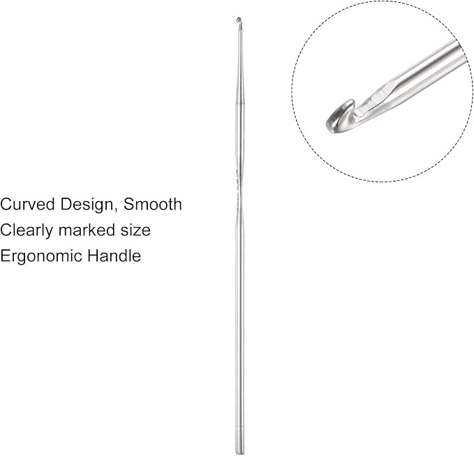 uxcell 20Pcs Crochet Hook Stainless Steel 0.85mm US Size 13 Metal Knitting Needles for DIY Craft Lace Yarn