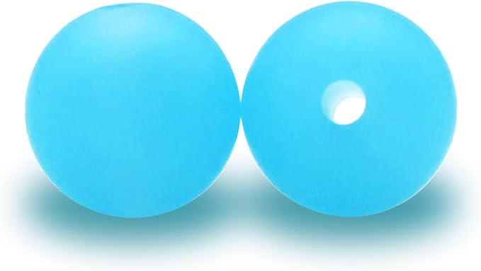 DIYOMR 100Pcs Silicone Beads, Single Color Round Rubber Craft Beads for Bracelet, Necklace, Keychain, Jewelry, Lanyard DIY Crafts Making (12mm, Crystal Blue)