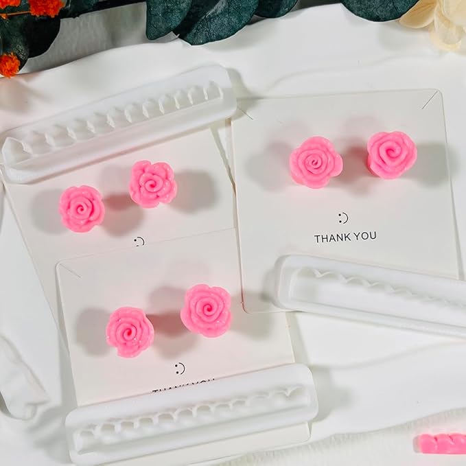 Xaekicr 3pcs Rose Petal Clay Cutters Set – Polymer Clay Cutters for Flower Earrings, Clay Molds for Jewelry Making, Clay Tools for DIY Art Projects