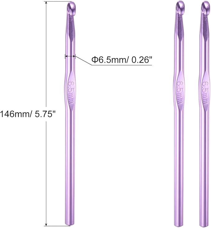 HEYLEAYAR 6.5mm Aluminum Crochet Hooks 14PCS, Aluminum Crochet Needle Size K, Crochet Hooks Bulk for Knitting Craft Yarn Contribute to Beginners
