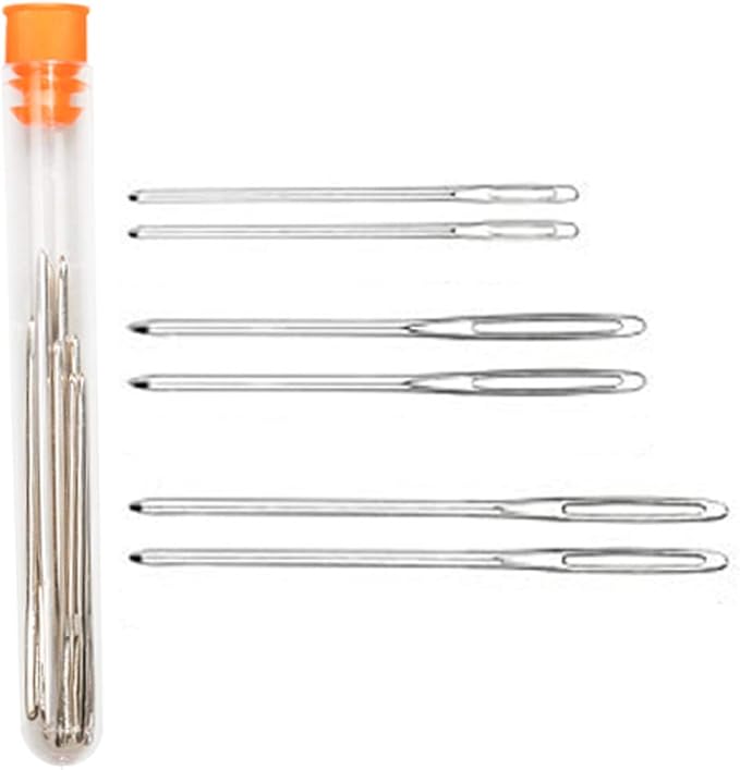 Hekisn Large-Eye Blunt Needles, 6 Piece Pro Quality Stainless Steel Yarn Knitting Needles, Sewing Needles, Crafting Knitting Weaving Stringing Needles (6 Pieces)