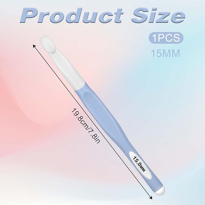 15mm Large Size Crochet with Ergonomiv Handle, Long Rubber Handle Crochet Hook, Knitting Giant Crochet Hooks for Chunky Yarn, Scarf, DIY, Wool Products(15mm)