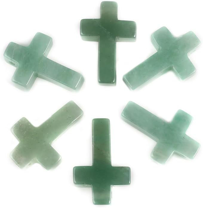LE SKY 4 Pcs Natural Stone Pendants Cross Shape Healing Crystal Agate Stone for Jewelry Making Necklace