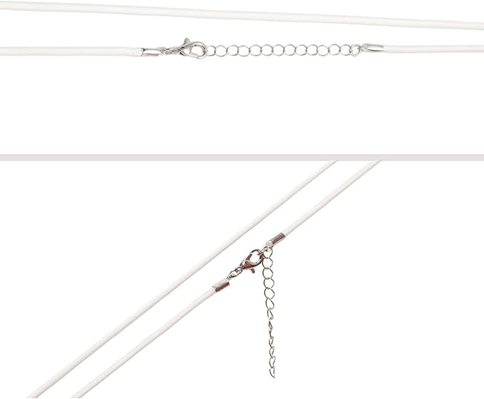 10 Pcs 2.0mm Leather Necklace Cords with Clasp,Waxed Cords,Necklace Ropes for Pendants and Jewelry Making(White)