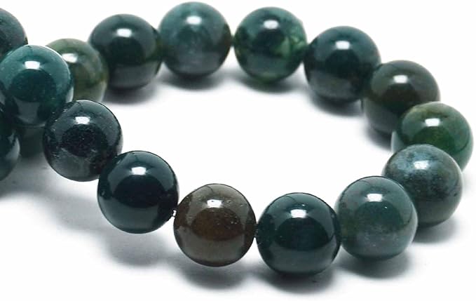 Natural Gemstone Beads for Jewelry Making - 10mm Stone Round Craft Beads for Bracelets(35-38pcs, Moss Agate)