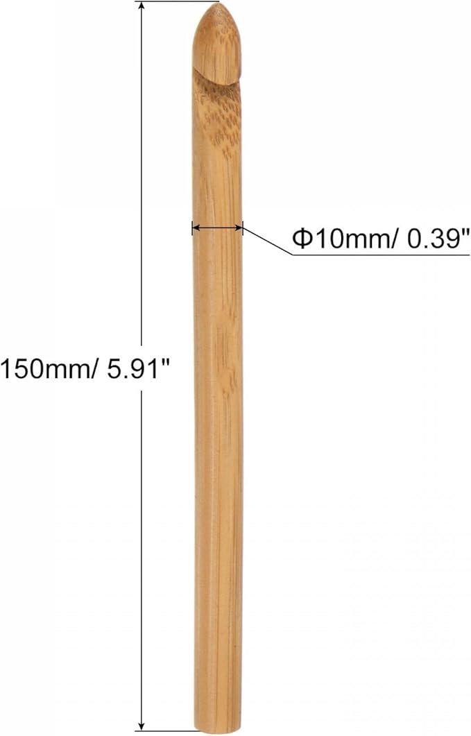 uxcell Wooden Bamboo Crochet Hook 10.0mm US Size N (Size 15) Knitting Needles for DIY Craft Yarn 6Pcs