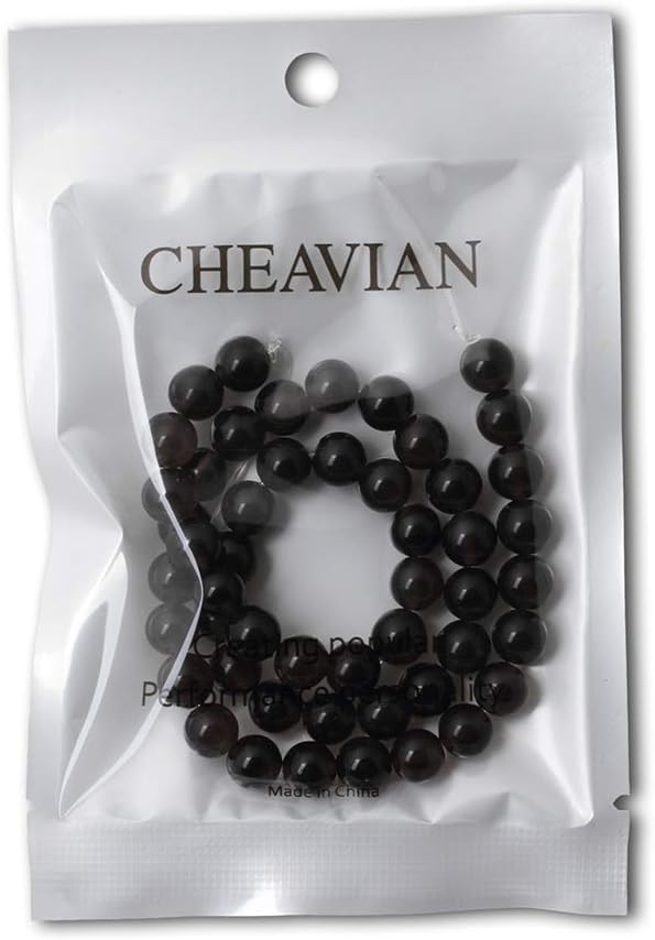 cheavian 45pcs 8mm natural ice obsidian gemstone round loose beads crystal energy stone healing power for diy jewelry making 1 strand 15"