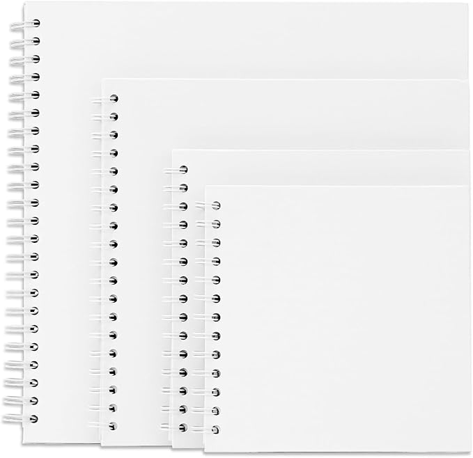 8 x 8 Inch DIY Scrapbook Photo Album Hardcover Kraft Blank Page Acid-Free 40 Pages (20 Sheets) Memory Book for Wedding Anniversaries Family Baby Memories Small Scrapbooking Projects, White