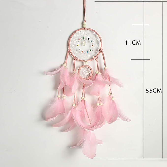 FANDOL DIY Dream Catcher Making Kit, Macrame Dream Catcher Craft Supplies for Kids Bedroom Wall Decor Nursery Baby Room Hanging Wedding Ornaments Party Handmade Gift (Pink)
