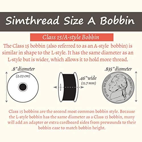 Simthread 144pcs Embroidery Pre-Wound Bobbins Thread, Class 15 Type A Size SA156, Polyester Black 60 wt, Compatible with Bernina Pfaff Ambition BabyLock Embroidery Sewing Machines Plastic Side(Black)