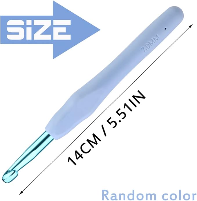 7mm Ergonomic Crochet Hook, Crochet Needles for Crocheting, Smooth Knitting Needles for Handmade DIY, Great Present for Women with Arthritic Hands, Random Color