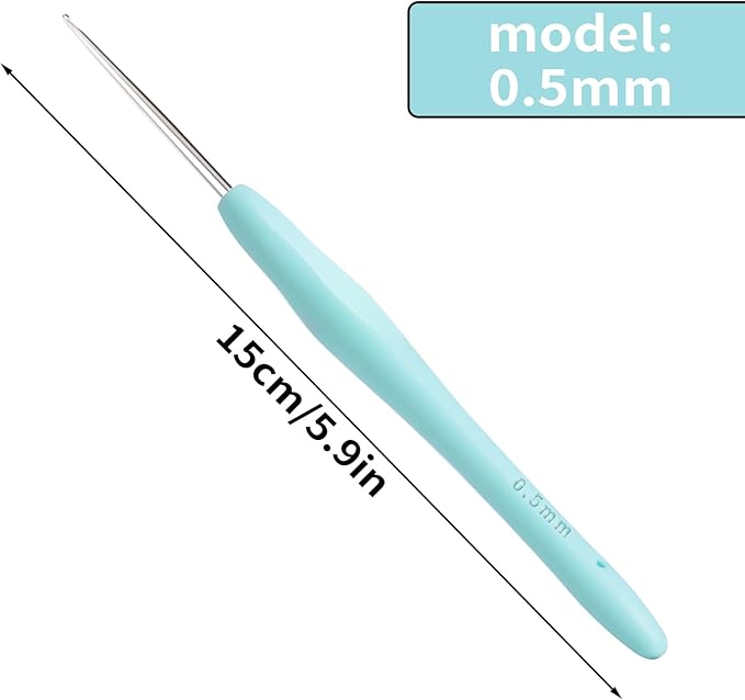 Small Size Crochet Hook Lace Crochet Needle, 0.5mm Crochet Hook, Ergonomic Crochet Hooks，Embroidery Thread Knitting Weaving Tool (0.5 mm)