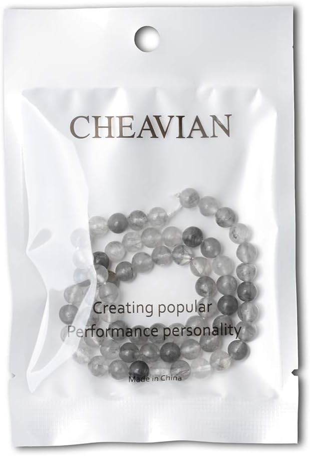 cheavian 60pcs 6mm natural cloud crystal gemstone round loose beads crystal energy stone healing power for jewelry making 1 strand 15"