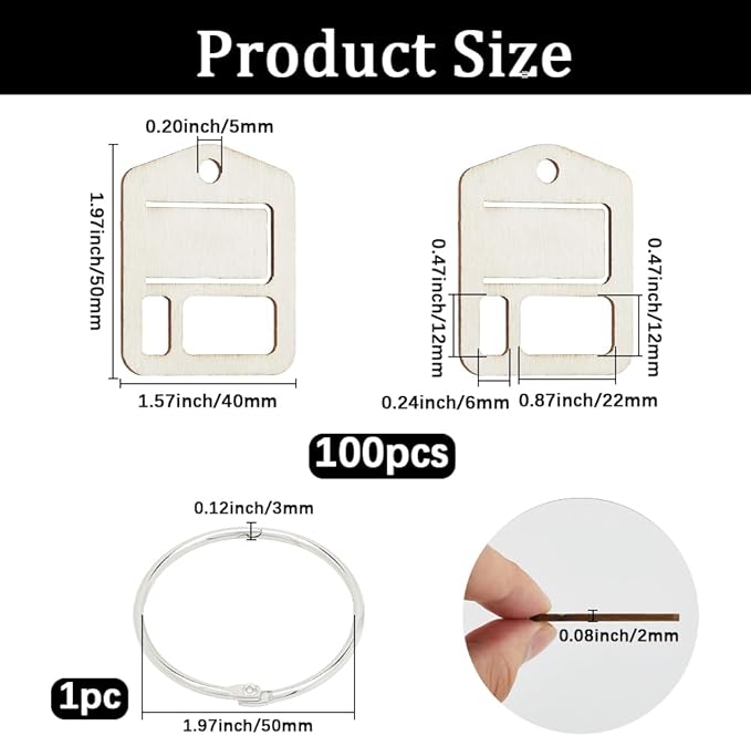 GORGECRAFT 100Pcs Wood Floss Thread Embroidery Cross Stitch Chips Organization Wooden House Shape Floss Bobbins Board Card 2x1.6 Inch with Floss Ring for Cross Cotton Craft DIY Sewing Storage