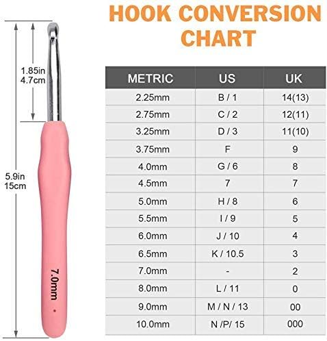Large Crochet Hooks, BCMRUN Size 6.5mm(K)-10.0mm(P) Crochet Hooks Knitting Needles Set Ergonomic Grip Soft Handles Crochet Hook,Large-Eye Blunt Needles,Stitch Marker, Tape Measure in Case