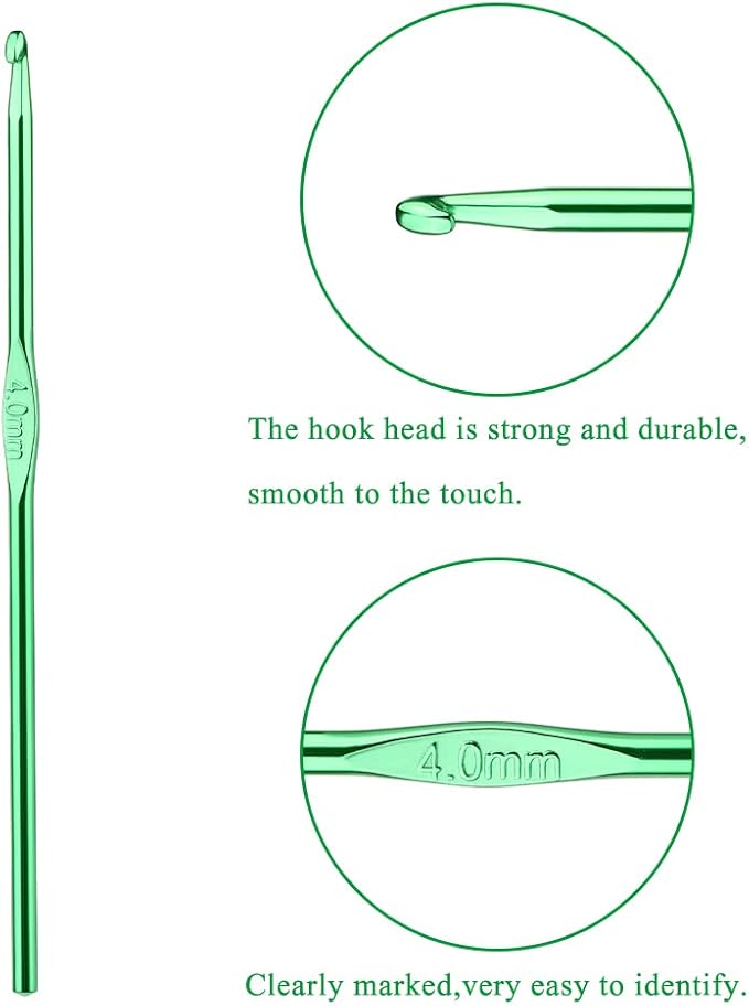 4mm Aluminum Crochet Hook, Smooth Crochet Needles, Knitting Needles for Yarn Craft, Great Handmade DIY Present for Friends, Random Color