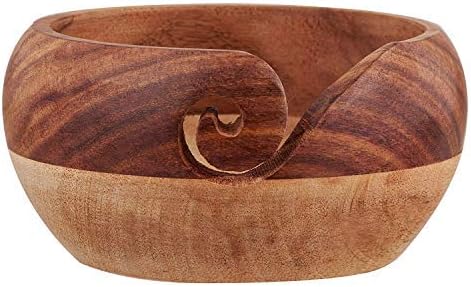 Mothers Day Gifts for Women Wooden Yarn Bowl Knitting Bowl Large Crochet Yarn Holder Handmade Crocheting Accessories and Supplies Organizer 7 x 3" Retirement Birthday Gift for Knitting Lovers