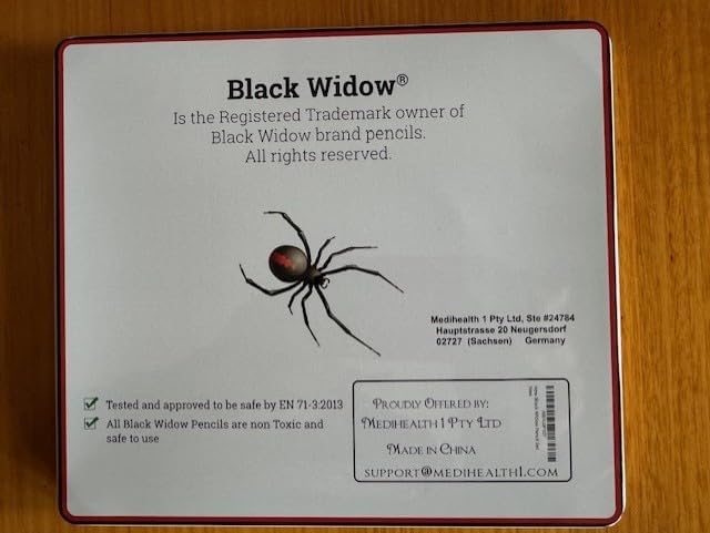 Black Widow Coloring Pencils for Adults – 24 Wax Soft Core Colored Pencils for Adult Coloring Books – Vibrant Color Pencil Set (Spider Set)