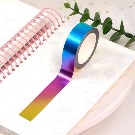 Foil Washi Tape,2 Rolls 5/8" x 393 inches(15mm*10M) Washi Tape, Masking Tape Craft Supplies Tape for Scrapbooking DIY Craft DecorativeFoil Washi (Gradient Rainbow)