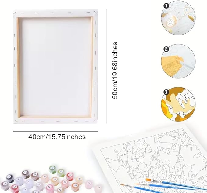 Winter Scene Paint by Numbers Kit for Adults - DIY Snowy City Street Painting on Canvas, Acrylic Paint Set, Suitable for Beginners, Urban Art for Home Decoration or Gifts.(16X20IN Framed)