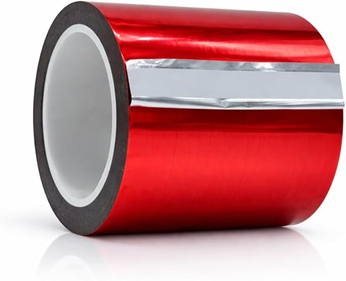 WOD MPFT2 Red Metalized Polyester Mylar Film Tape with Acrylic Adhesive, 4 inch x 72 yds. Vibrant Mirror Red Tape, Decor Tape for Detailing Accent Wall, Graphic Arts, Car and Boat Trim