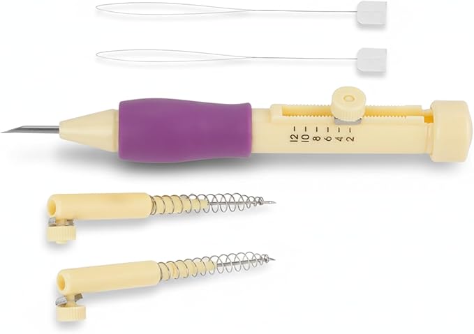 Needle Punch Kit, Adjustable Needle Length Embroidery Needle Punch with 3 Sizes, Embroidery Stitching Punch Needles Set for Adults Beginner