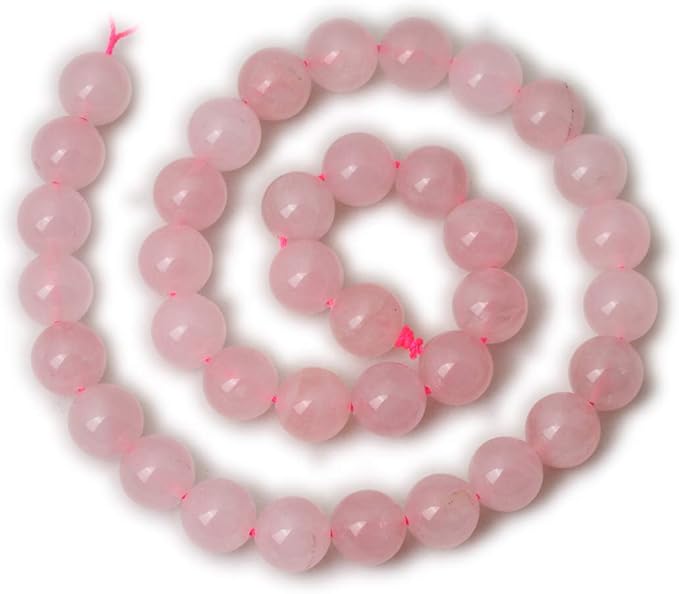cheavian 35pcs 10mm natural rose quartz gemstone round loose bead pink crystal for jewelry making 1 strand 15"