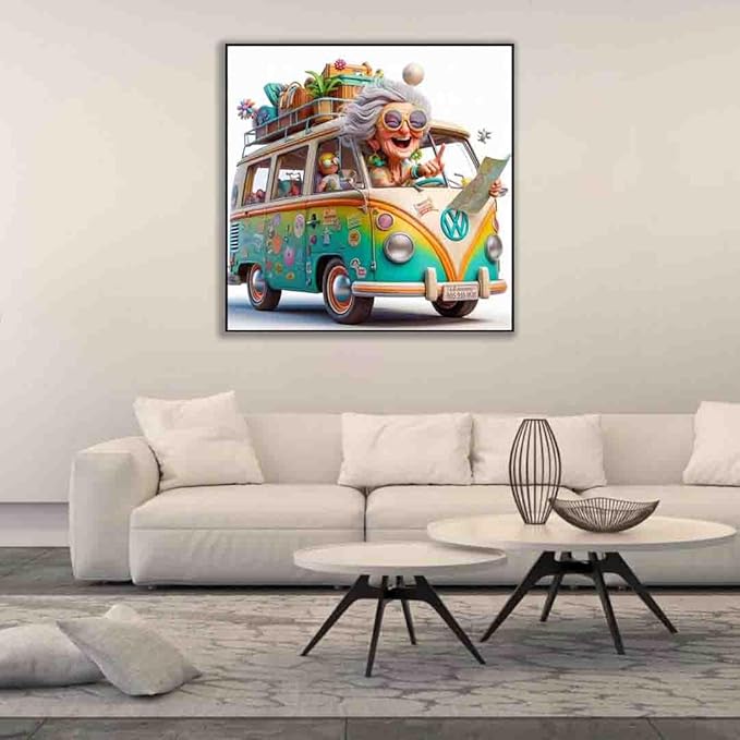 car stamped cross stitch kits for adults beginner,counted cross stitch kits printed stitching cute patterns dimensions needlepoint art crafts embroidery kits for adults beginners (13.7x13.7 inch)