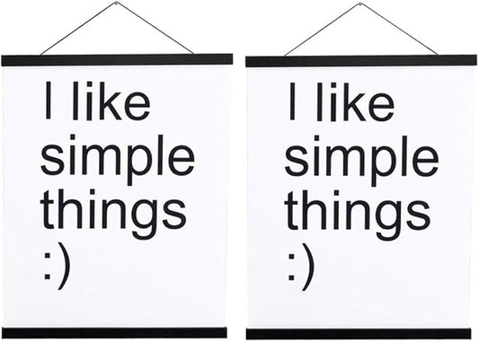 2 Pack Magnetic Poster Hanger Frame, 19x19 19x13 19x25 Light Wood Wooden Magnet Canvas Artwork Print Dowel Poster Hangers Frames Hanging Kit (Black, 19", 2 Packs)