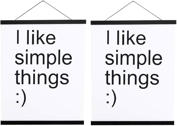 2 Pack Magnetic Poster Hanger Frame, 18x24 18x12 18x28 Light Wood Wooden Magnet Canvas Artwork Print Dowel Poster Hangers Frames Hanging Kit (Black, 18", 2 Packs)