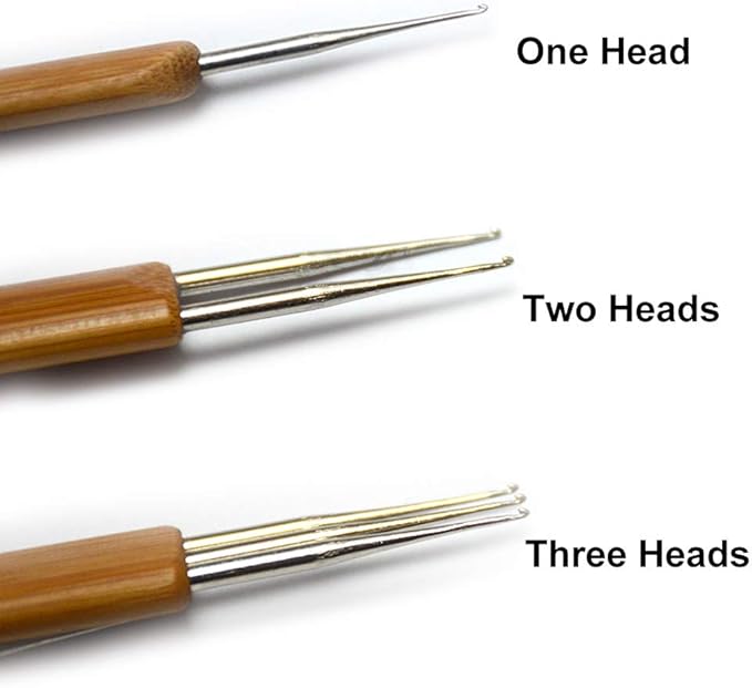 Luwigs 3pcs/Set 0.5mm Dreadlock Crochet Hook for Hair (1 Hook, 2 Hooks,3 Hooks) Dreadlock Needle Tool for Braid Bamboo Dreadlock Crochet Hook Dreadlocks Crochet Needle for Dreads Tool