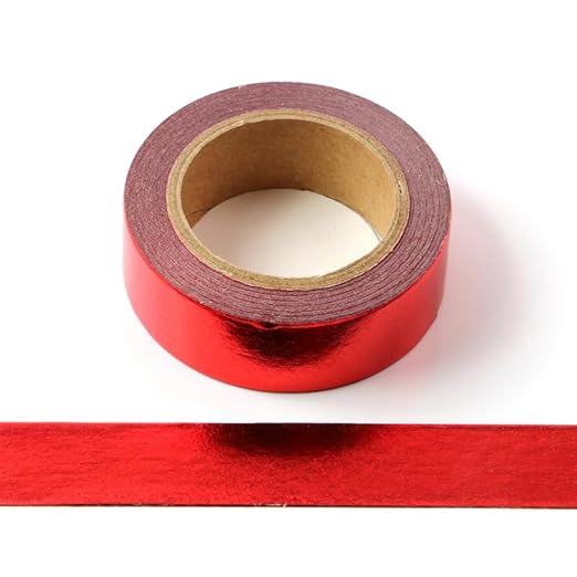 Red Washi Tape Red foil washi Tape for Wall Decorative Tape for Crafts Washy-Tape Mirror Tape Red Strips for Wall Decor Metallic washi Tape Red Duct Tape (0.59" x33',Red,2 Rolls)