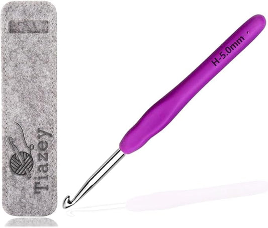 5mm Crochet Hook, Ergonomic Arthritic Crochet Hook,Smooth Extra Long  Crochet Needles,Ergonomic Handle, Beginner Crochet Hooks (5 mm)