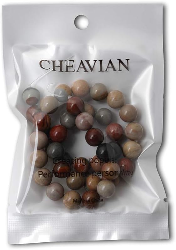 cheavian 35pcs 10mm natural usa picture stone gemstone round loose beads for jewelry making diy findings 1 strand 15"
