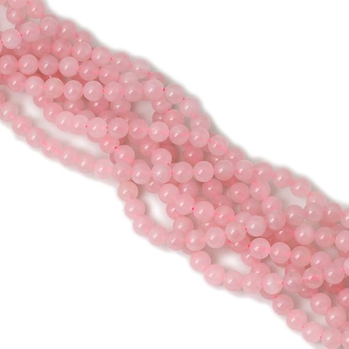 cheavian 45pcs 8mm natural rose quartz gemstone round loose bead pink crystal for jewelry making 1 strand 15"