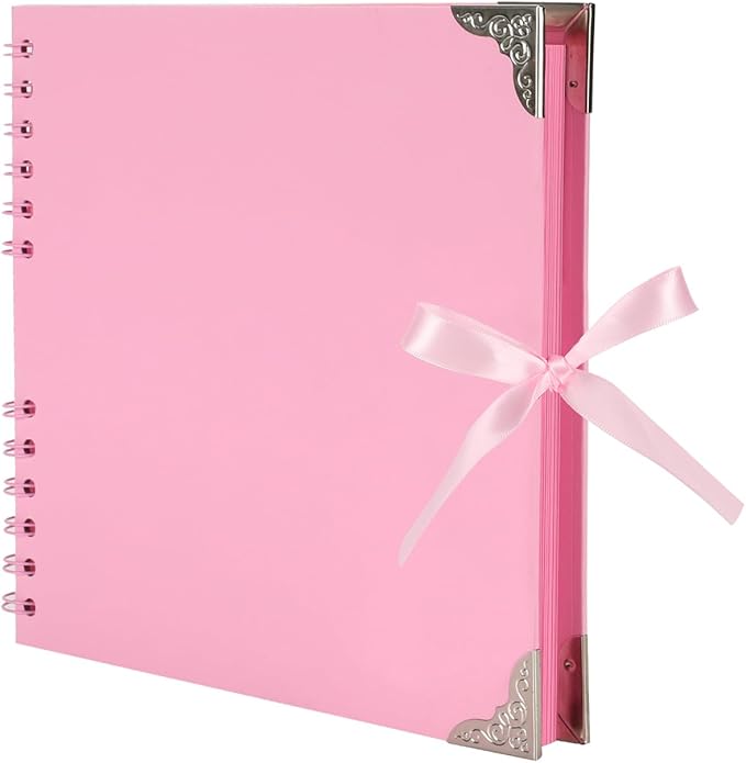Scrapbook (8 x 8 inch) Scrapbook Album 60 Pages Ideal for Your DIY Scrapbooking Albums Wedding and Anniversary Family Photo Album (pink)