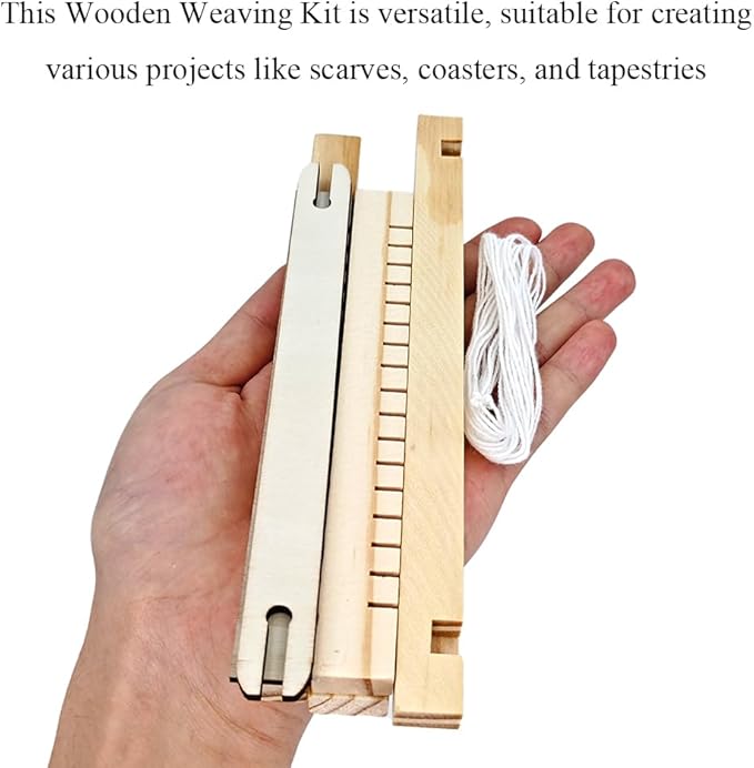 Ckyleole Weaving Loom Kit Wooden Weaving Loom Multi Craft Handcraft Wooden Looms Set Tapestry with Rods Combs Shuttles Line Instructions No Burr Mini 8.27 x 6.5 inch 1 Set(5P) Adult and Beginners