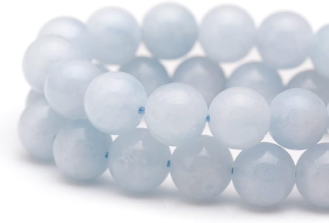 youngbling natural gemstone beads for jewelry making,6mm aquamarine polished round smooth stone,genuine real stone beads for bracelet necklace 15 inch(aquamarine,6mm)
