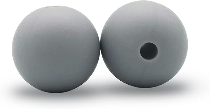 DIYOMR 100Pcs Silicone Beads, Single Color Round Rubber Craft Beads for Bracelet, Necklace, Keychain, Jewelry, Lanyard DIY Crafts Making (12mm, Dark Grey)