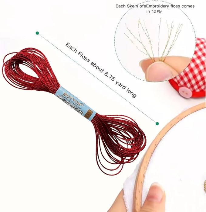 3 Skeins Embroidery Thread, Metallic Embroidery Floss Set, Polyester Cross-Stitch Threads for Hand Embroidery, String Art(E815)