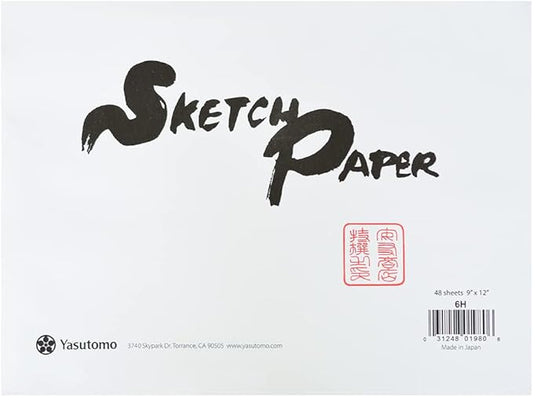 Yasutomo Hosho Paper Pad, 9"x12", 48 Sheets with Deckle Edges, Off-White (6H)