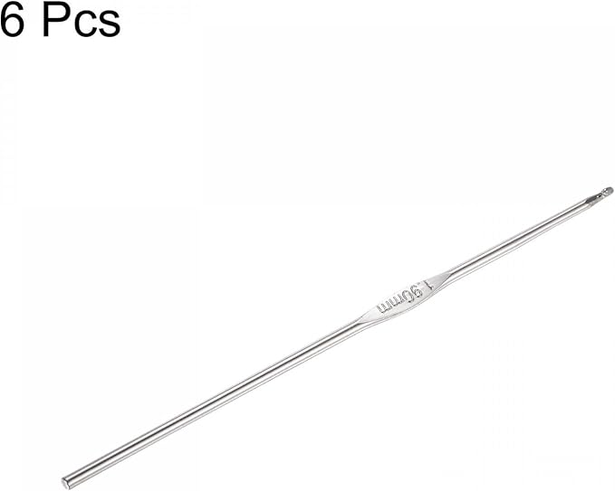 uxcell Stainless Steel Crochet Hook 1.9mm US Size 5 Knitting Needles for DIY Craft Yarn 6Pcs
