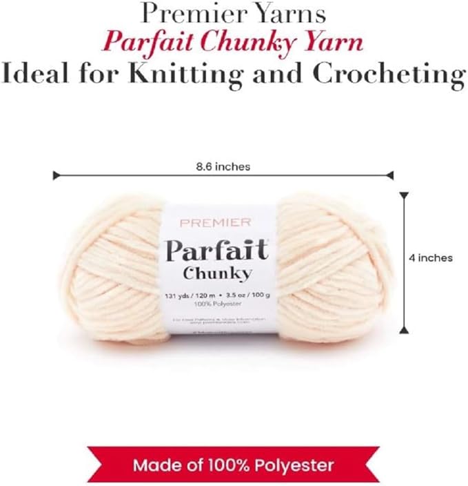 Premier Yarns Parfait Chunky Chenille Yarn 3.5 Oz 6 Super Bulky Weight 3 Pack Bundle with Bella's Stitch Place Holders (Shell)