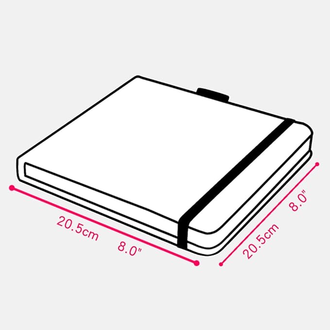 Square 8x8 Bleedproof Marker Paper Pad, 110 GSM Alcohol Ink Bristol Paper Sketchbook, Handmade Journal Hardbound 88 Sheets (176 Pages) Markers Ink Mediums Art Sketch Book Large Apricot Umbrella