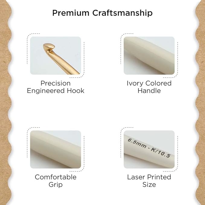 Knitter’s Pride Pearl Aluminum Crochet Hook – US Size K (6.5mm)