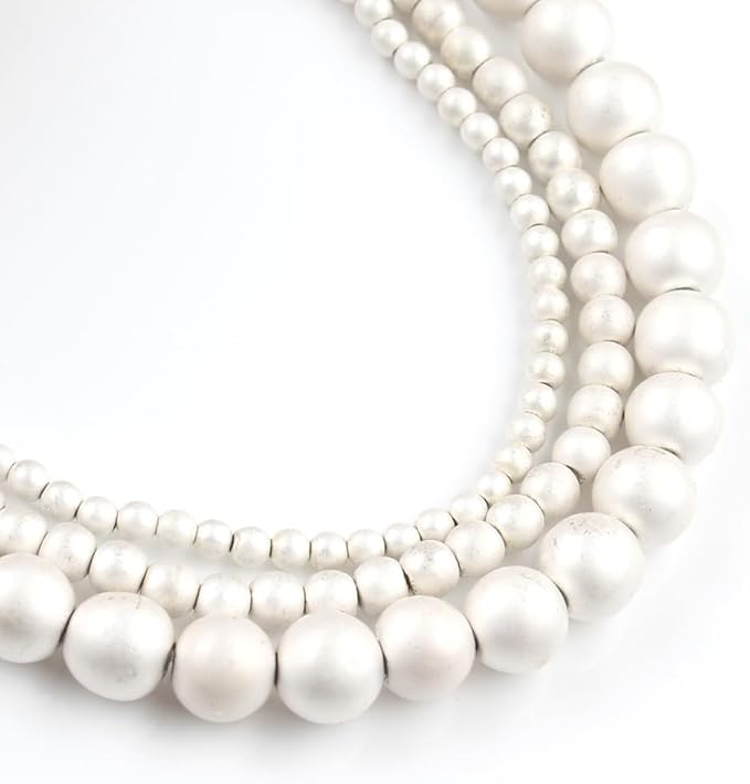 Stone Beads, 60pcs Matte Silver Hematite, 6mm Round Loose Beads for Jewelry Making, Bracelets, with Bag, String & Card