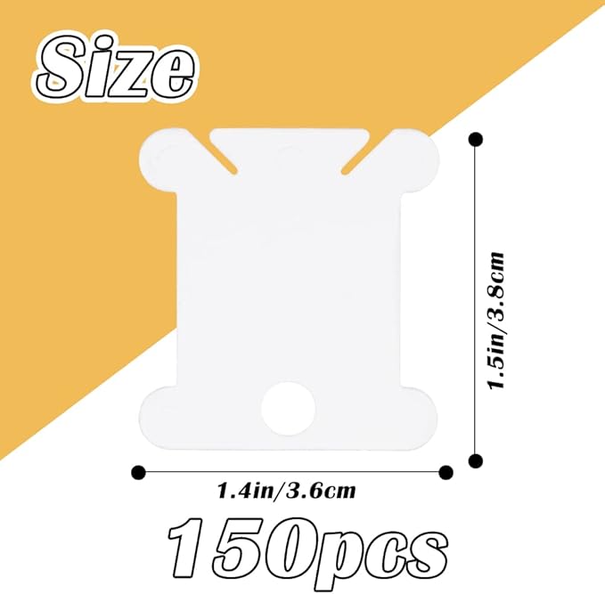 Plastic Floss Bobbins, 150 White Plastic Embroidery Floss Bobbins, Embroidery Floss Organizer Cards for Cross Stitch Thread Craft DIY Sewing Storage, Hard Floss bobbins